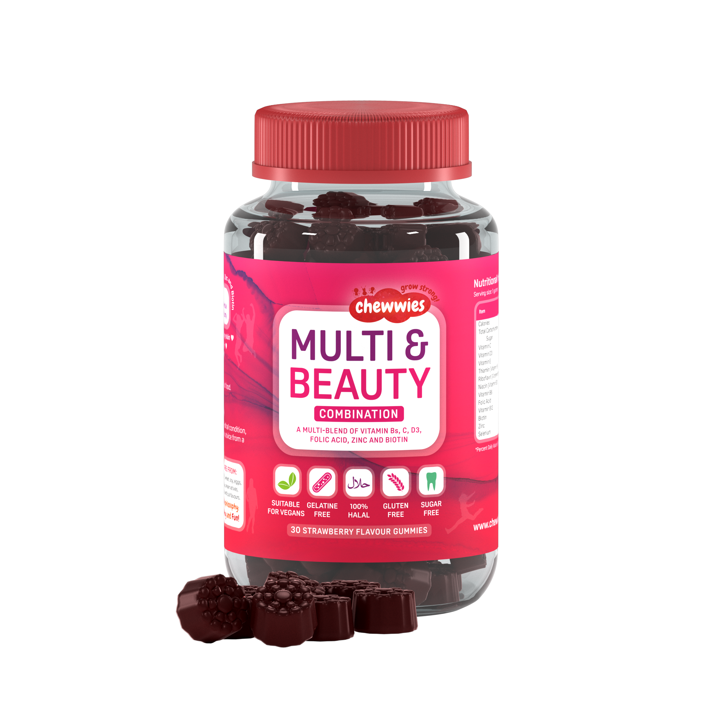 Chewwies Multi & Beauty, 30 vegan gummies to support good health, thicker hair, stronger nails, and glowing skin